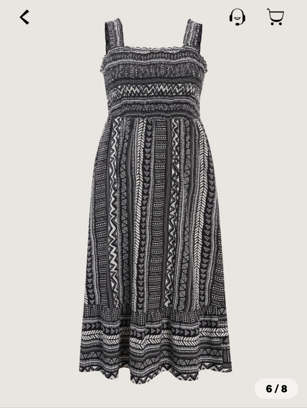BloomChic Black & White Patterned Smocked Maxi Dress